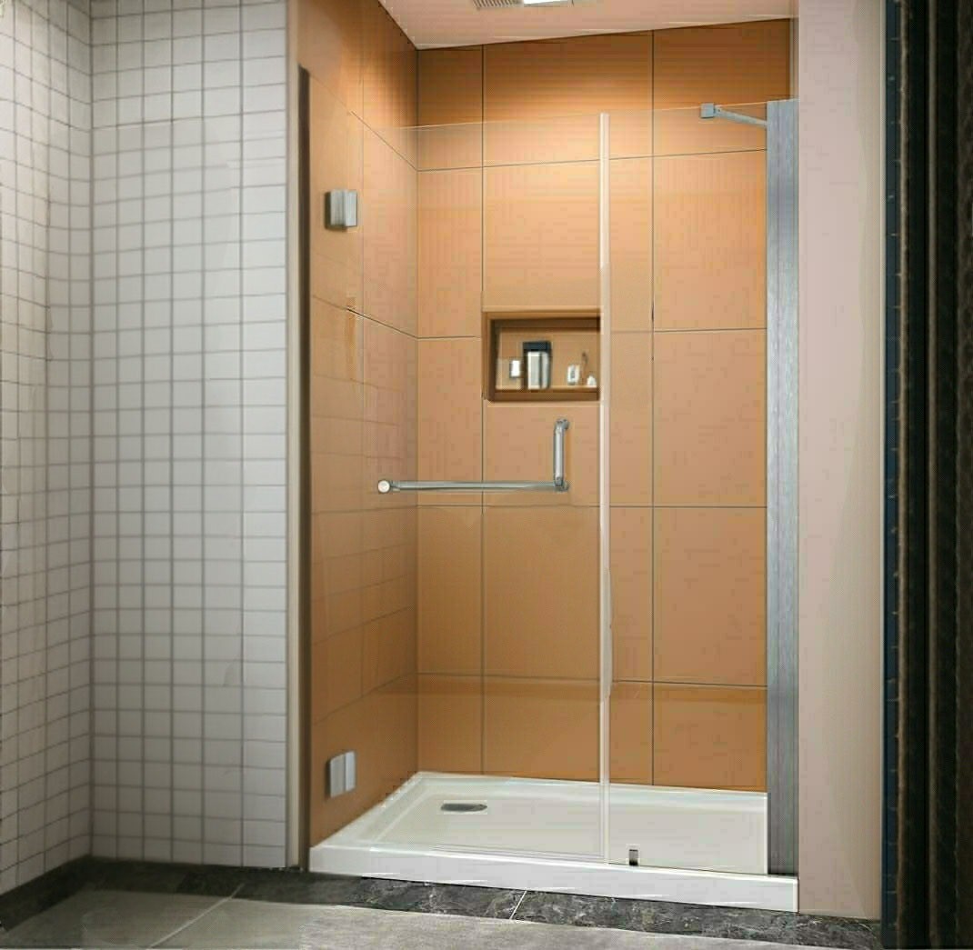 SHOWER DOOR WALL HINGE WITH TOWEL BAR AND HANDLE (HANDLES SOLD SEPARATELY)